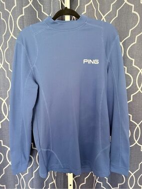 PING Blue Textured Long Sleeve Golf Top D28